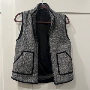 Women’s Black and White Herringbone Vest